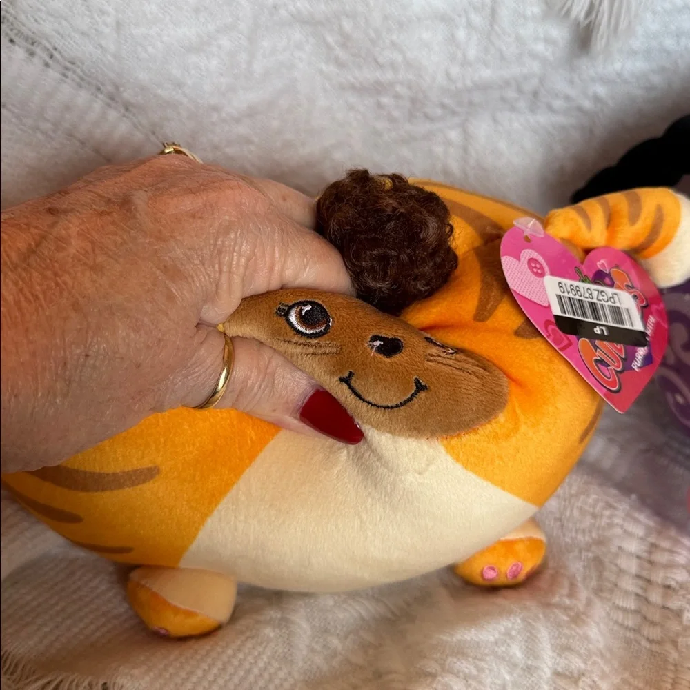 Cuddles The plush orange kitty Ball and Adorable Plush Purple Angel Girl Ball